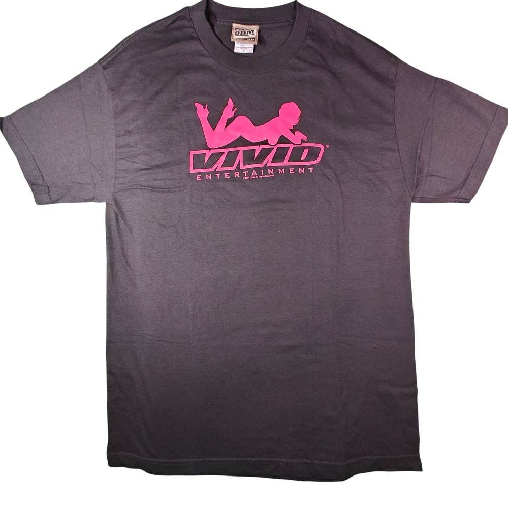 Vintage 2004 Vivid Entertainment T Shirt Mens Large ODM Black Pink Y2K Graphic